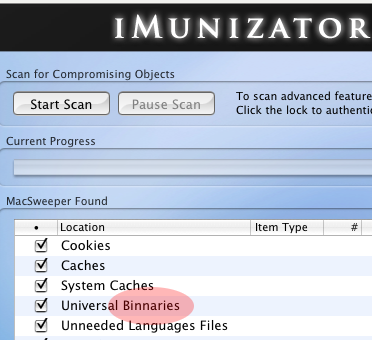 iMunizator - Scanning Universal Binnaries