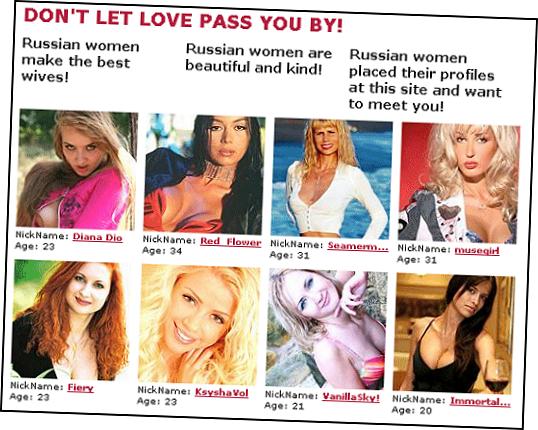 Russian dating website, promoted by spam