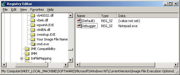 Modifying the registry with registry editor