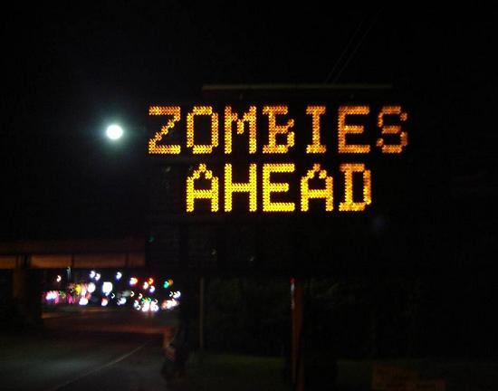 Zombies Ahead hacked traffic sign