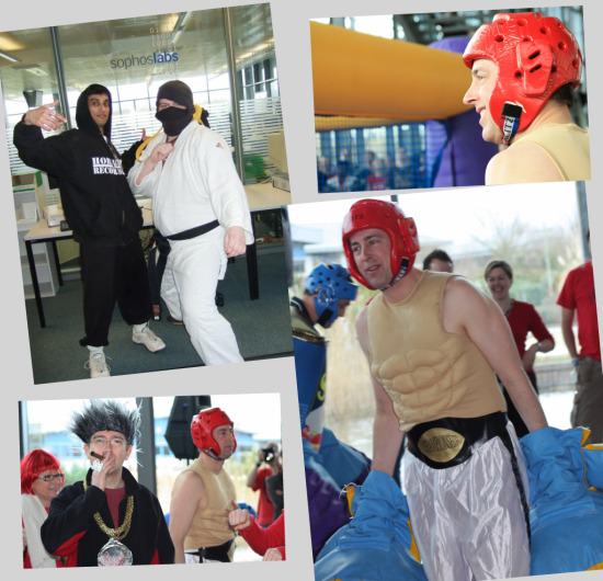 Bouncy boxing for Red Nose Day at Sophos