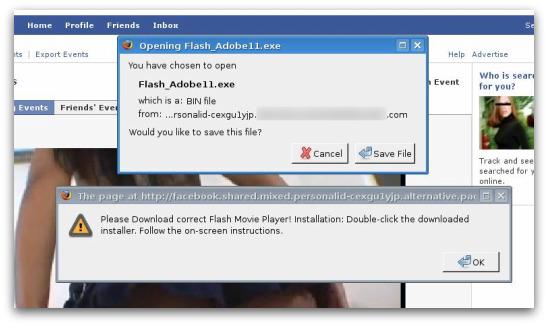 Dangerous webpage encourages you to download fake version of Adobe Flash