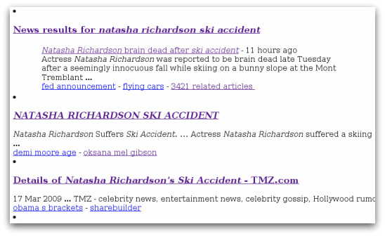 Natasha Richardson malicious webpage