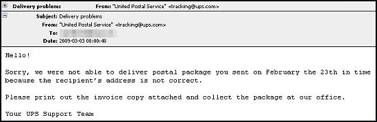 Fake UPS Delivery email carrying malware