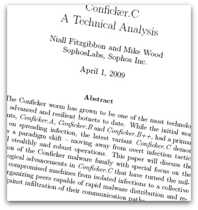 Cover of Conficker technical paper