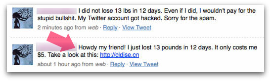 Twitter account abused by Acai Berry spammers