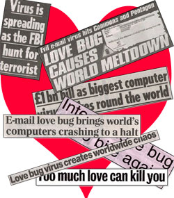 Love Bug worm headlines