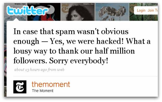 New York Times's fashion blog apologises for the hacking incident on Twitter