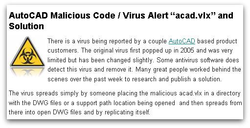 AutoCAD virus alert