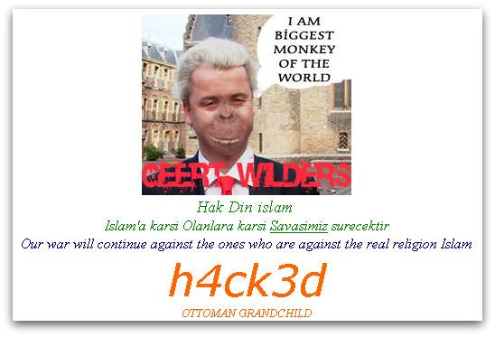 Geert Wilders monkey website defacement