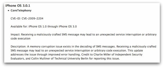 Details of iPhone SMS vulnerability from Apple