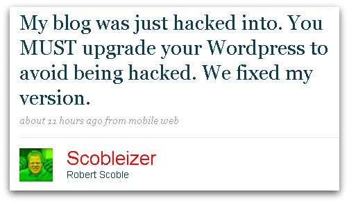 Robert Scoble tweets about security issue