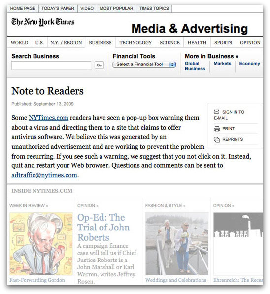 New York Times warns of poisoned advert