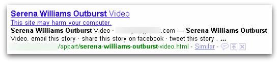 Serena Williams outburst video search result