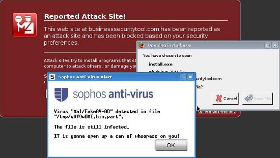 Image of Browser warning with virus detection