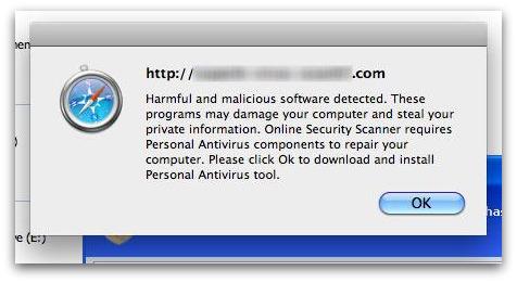 Fake anti-virus software alerts are displayed if you visit pages which claim to be about the Facebook Fan Check Virus