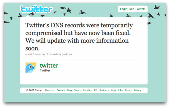 Twitter tweets about DNS security issue