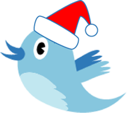 Twitter bird with Santa hat
