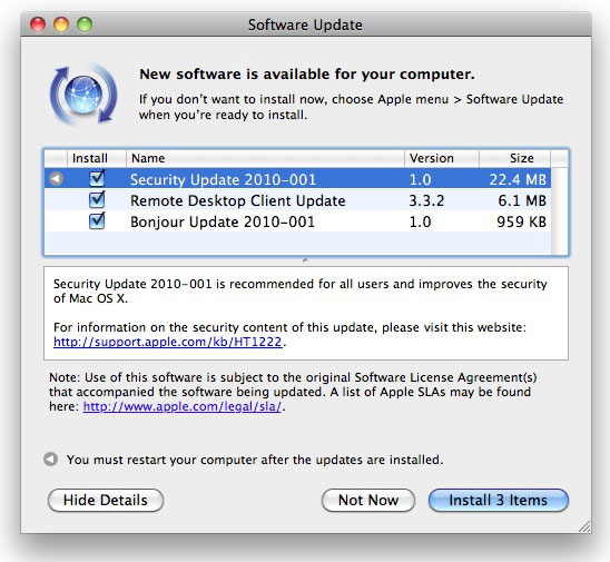 Apple security update for Mac OS X