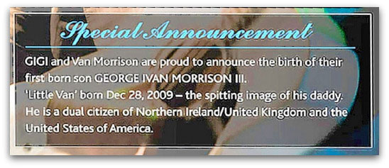 Announcement on Van Morrison's website