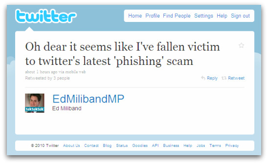 Ed Miliband posted an apology to his Twitter account