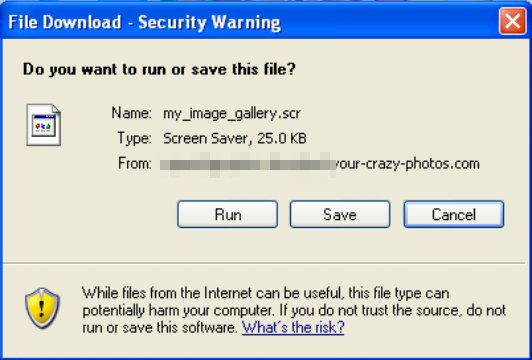 Screenshot of file download