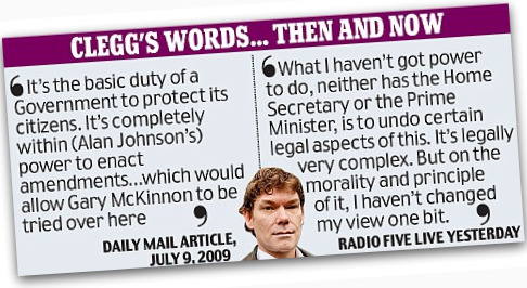 Nick Clegg's comments on the Gary McKinnon case