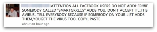 A warning about SMARTGRRL15 posted on Facebook