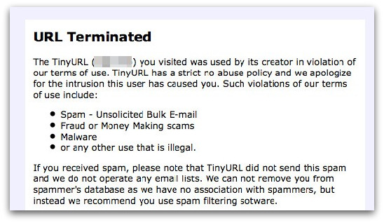 TinyURL blocking the link