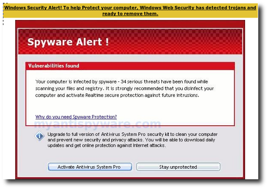 Screenshot of email Fake-AV alert