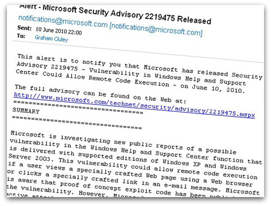 Microsoft advisory
