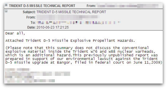 Malicious targeted attack email about Trident D5 missile