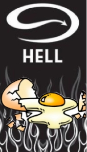 Hell Pizza logo and egg