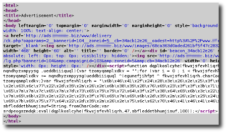 Malicious script injected into ads content
