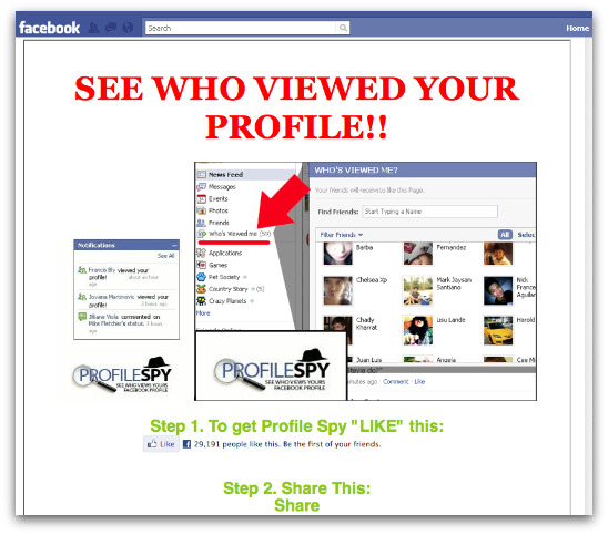 See who has viewed your profile scam page