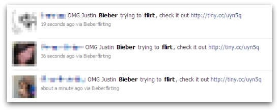 Justin Bieber flirting messages on Facebook