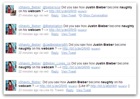 Justin Bieber related tweets