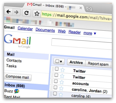 Gmail accessed via Google Chrome