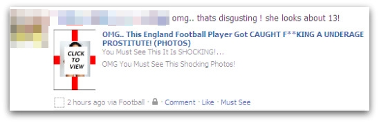 Football cheat Facebook message
