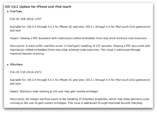 iOS 4.0.2 for iPhone