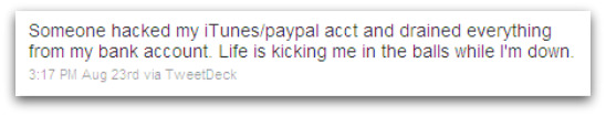 iTunes/PayPal web scam victim on Twitter