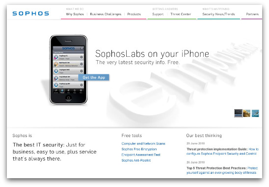 Sophos website design