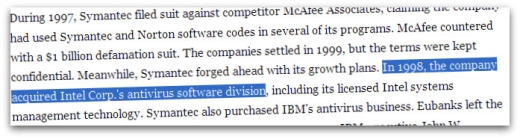 Symantec acquires Intel anti-virus