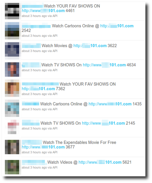 Screenshot of hacked twitter accounts