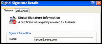 Screenshot of certificate post-revocation
