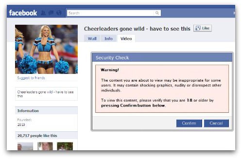 Cheerleaders gone wild page on Facebook