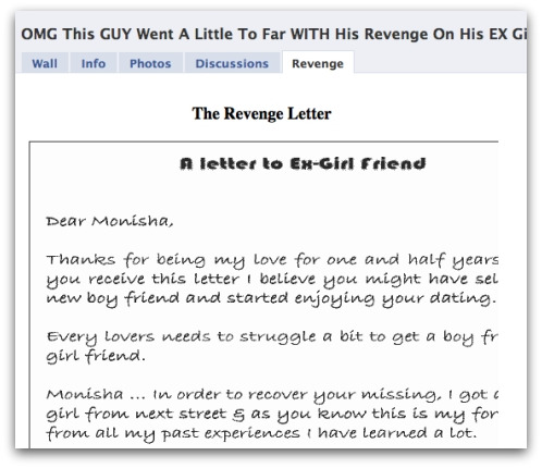 Revenge letter to an ex-girlfriend