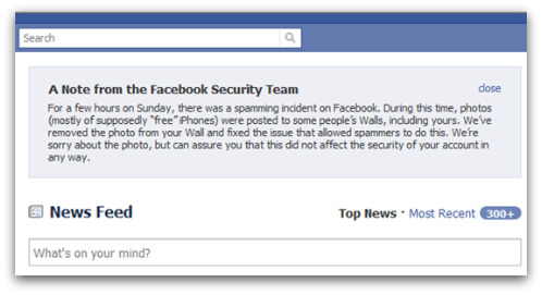Notice from Facebook security