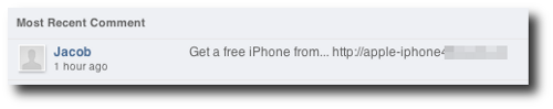 Screenshot of spam on Apple Ping