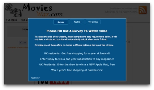 Survey linked to from YouTube spam